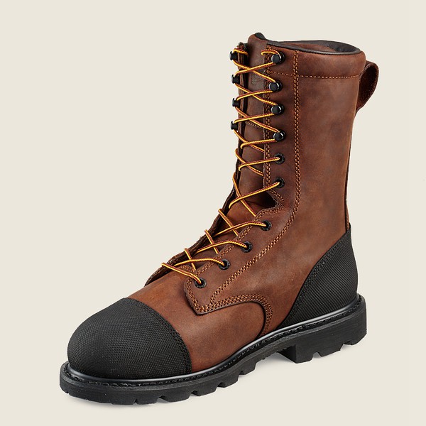 Red Wing Safety Bot Erkek - Truwelt - 10-Inch Insulated Waterproof Toe Metguard - Kahverengi/Siyah -